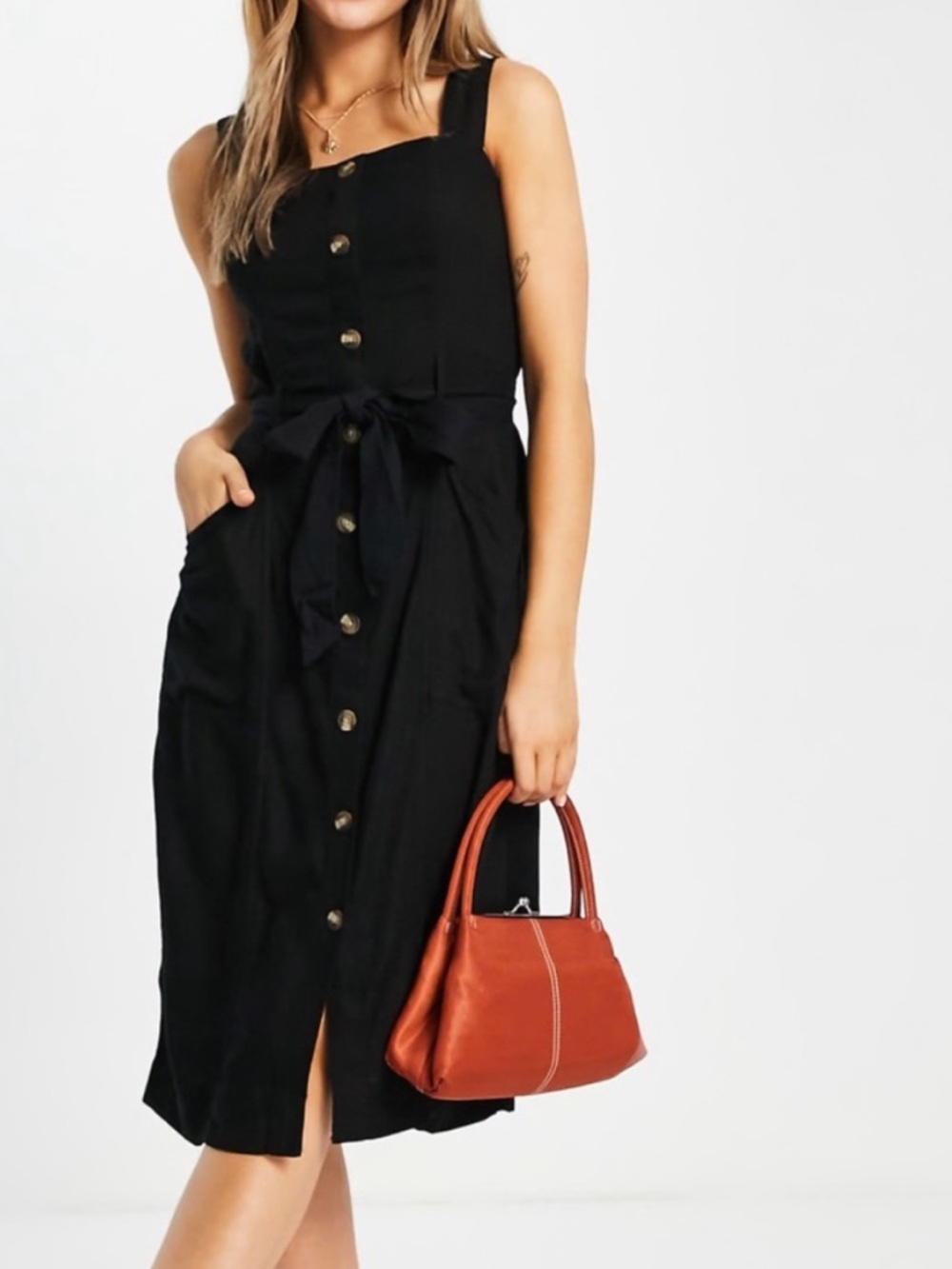 American Eagle Black Button-Down Dress